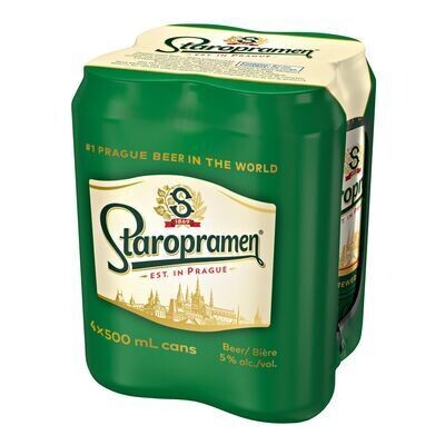 STAROPRAMEN Bière tchèque de type Lager 4X500 ML - CANETTES 5.0%ALC