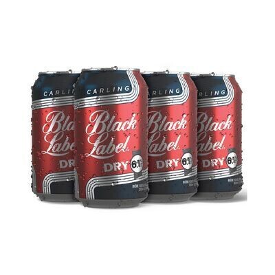 CARLING Bière forte de type Lager Dry, Black Label Dry 6X355 ML - CANETTES