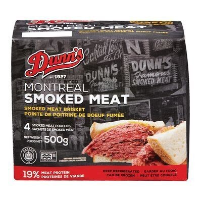 DUNN&#39;S Pointe de poitrine de bœuf fumée de Montréal 4X125 G