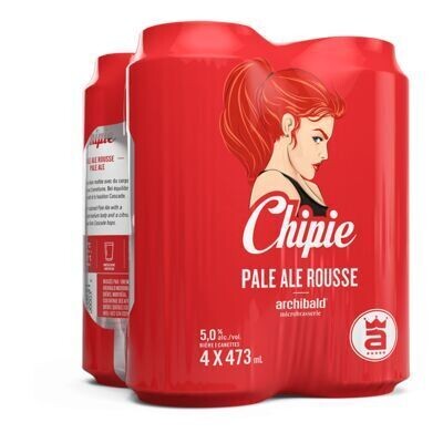 ARCHIBALD Bière Chipie rousse de type Pale Ale 4X473 ML - CANETTES 5.0%ALC