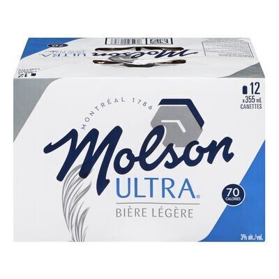 MOLSON Bière légère, Ultra 12X355 ML - CANETTES