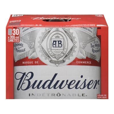 LABATT Bière blonde de type Lager, Budweiser 30X355 ML - CANETTES
