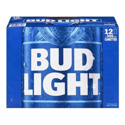 LABATT Bière blonde légère, Bud Light 12X355 ML - CANETTES