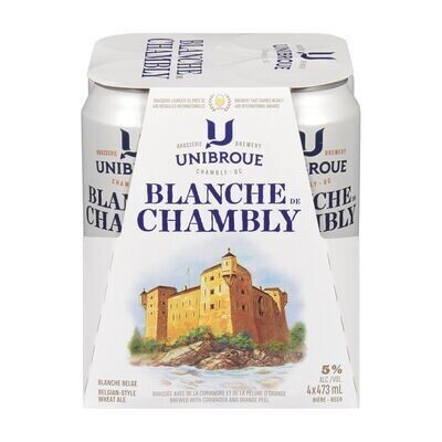 UNIBROUE Bière blanche de type belge, Blanche de Chambly 4X473 ML - CANETTES