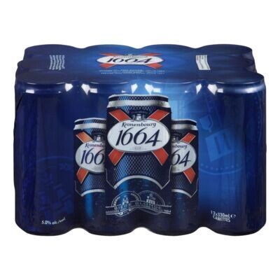 KRONENBOURG 1664 Bière blonde de type Lager 12X330 ML - CANETTES 5.0%ALC