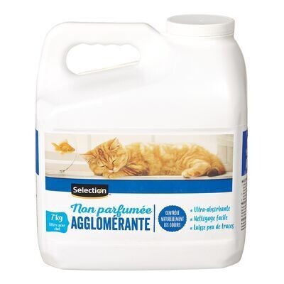 SELECTION Litière pour chats agglomérante et non parfumée 7 KG