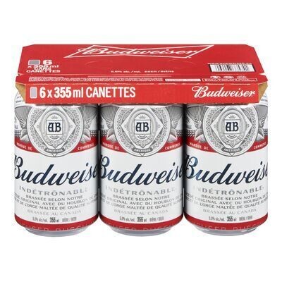 LABATT Bière blonde de type Lager, Budweiser 6X355 ML - CANETTES