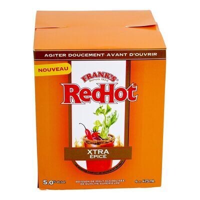 FRANK&#39;S BOISSONS de malt acoolisées à saveur de Bloody Ceasar Xtra épicé, RedHot 4X473 ML