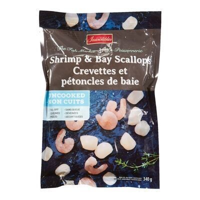 IRRESISTIBLES Crevettes et pétoncles non cuits surgelés 340 G