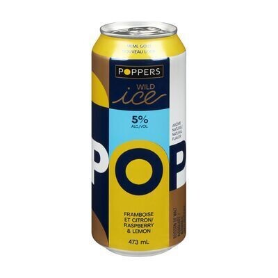 POPPERS Boisson de malt alcoolisée à saveur de framboise et citron, Wild Ice 473 ML