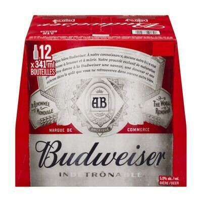 LABATT Bière blonde de type Lager, Budweiser 12X341 ML - BOUTEILLES