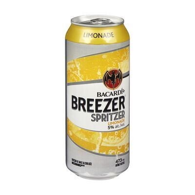 BACARDI+ Boisson alcoolisée à saveur de limonade Spritzer, Breezer 473 ML