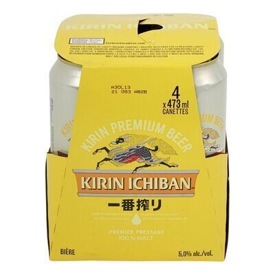 LABATT Bière premier pressage, Kirin Ichiban 4X473 ML - CANETTES 5.0%ALC