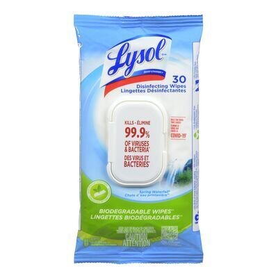 LYSOL Lingettes désinfectantes au parfum de chute d&#39;eau printanière 30 UN