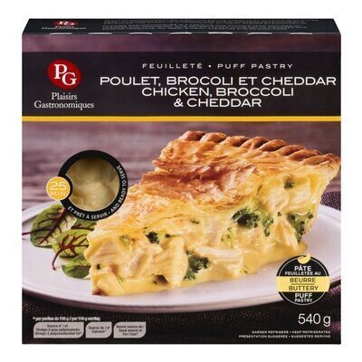 PLAISIRS GASTRONOMIQUES Feuilleté au poulet, brocoli et cheddar 540 G