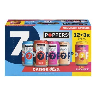 POPPERS BOISSONS de malt alcoolisées à saveurs assorties, Party Pack 15X355 ML