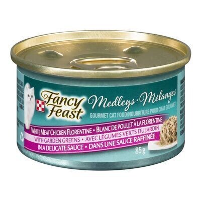 PURINA Nourriture pour chats Elegant Medleys™ au blanc de poulet à la florentine. Fancy Feast 85 G