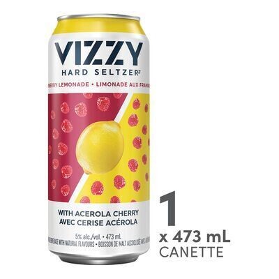 MOLSON Boisson de malt alcoolisée à saveur de limonade aux framboises, Vizzy 473 ML