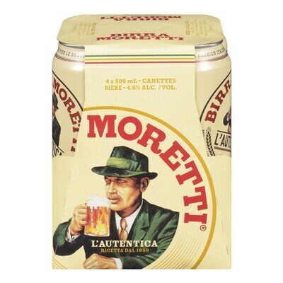 BIRRA MORETTI Bière italienne de type Lager 4X500 ML - CANETTES 4.6%ALC