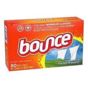 BOUNCE Feuilles d&#39;assouplissant textile au parfum de Fraîcheur de grand air, 4-in-1 80 FEUILLES