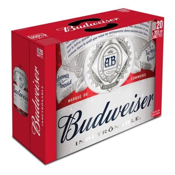 LABATT Bière blonde de type Lager, Budweiser 20X355 ML - CANETTES