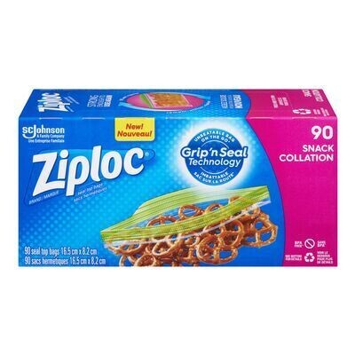 ZIPLOC Sacs pour collation FACILE A OUVRIR 90 UN