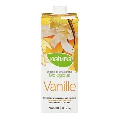 NATUR-A Boisson de soya biologique fortifiée à la saveur de vanille 946 ML