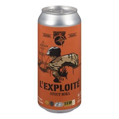 BRASSEURS DU MONDE Bière L&#39;Exploité de type Stout à saveur de café moka 473 ML - CANETTE 6.5%ALC