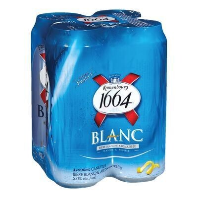 KRONENBOURG 1664 Bière blanche française aromatisée 4X500 ML - CANETTES 5.0%ALC