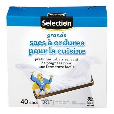 SELECTION Grands sacs à ordures pour la cuisine 40 UN