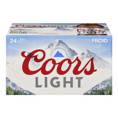 COORS Bière légère de type Lager, Light 24X341 ML - BOUTEILLES