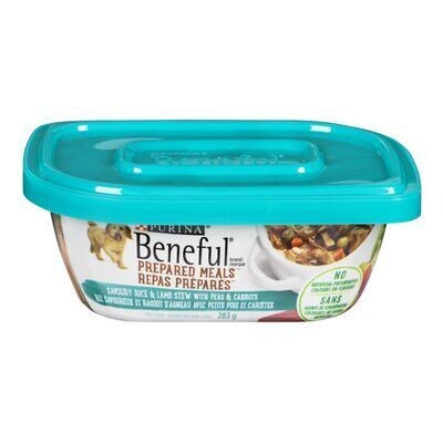 PURINA Repas Préparés™ pour chiens au riz savoureux et ragoût d&#39;agneau, Beneful 283 G