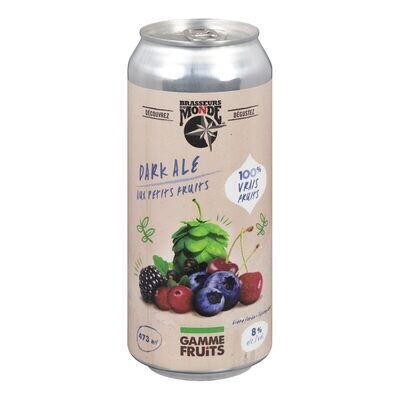 BRASSEURS DU MONDE Bière forte de type Ale brune, Aux petits fruits 473 ML - CANETTE