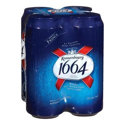 KRONENBOURG 1664 Bière française de type lager 4X500 ML - CANETTES 5.0%ALC