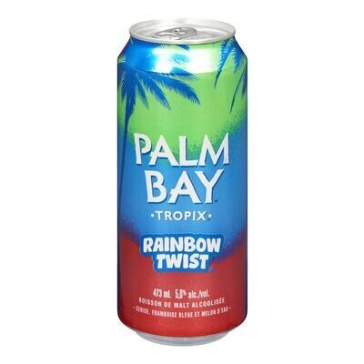 LABATT Boisson de malt alcoolisée à saveur de cerise, framboise bleue et melon d&#39;eau, Palm Bay Rainbow Twist 473 ML
