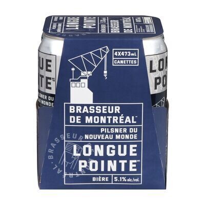 BRASSEUR DE MONTRÉAL Bière Longue Pointe™ de type Pilsner 4X473 ML - CANETTES 5.1%ALC