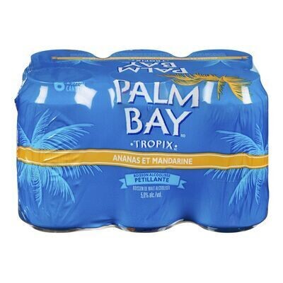 PALM BAY Boisson de malt alcoolisée pétillante à saveur d&#39;ananas et mandarine, Tropix 6X355 ML - CANETTES