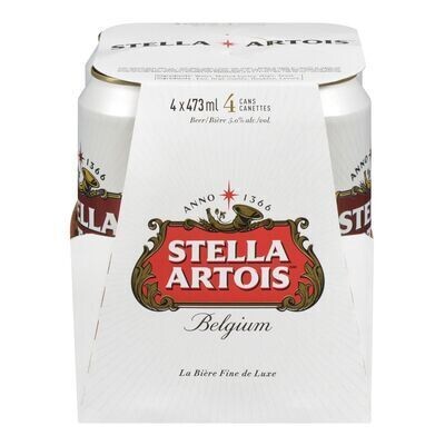 STELLA ARTOIS Bière belge blonde de type Lager 4X473 ML - CANETTES 5.0%ALC