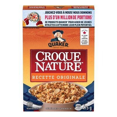 QUAKER Céréales bouchées d’avoine et amandes au miel, Croque Nature 475 g