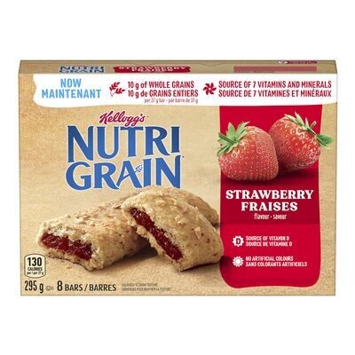 KELLOGG&#39;S Barres de céréales aux fraises. Nutri-Grain 8x295 g