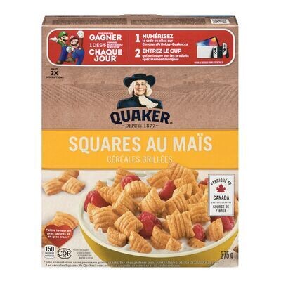 QUAKER Céréales grillées de son de maïs, Squares 375 g