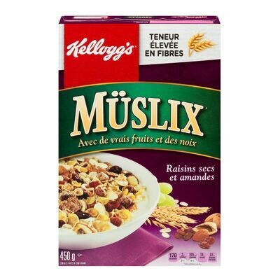 KELLOGG&#39;S Céréales raisins secs et amandes, Müslix 450 g