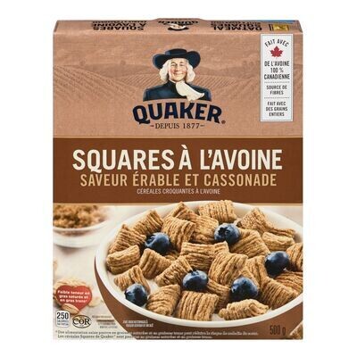 QUAKER Céréales à l&#39;avoine à l&#39;érable et à la cassonade, Squares 500 g