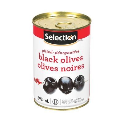 SELECTION Olives noires dénoyautées 398 mL