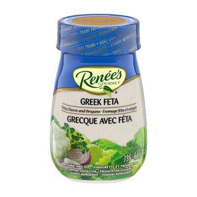 RENÉE&#39;S GOURMET Vinaigrette et trempette grecque avec feta 355 mL