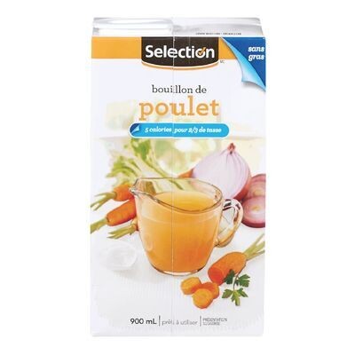 SELECTION Bouillon de poulet sans gras prêt à utiliser 900 mL