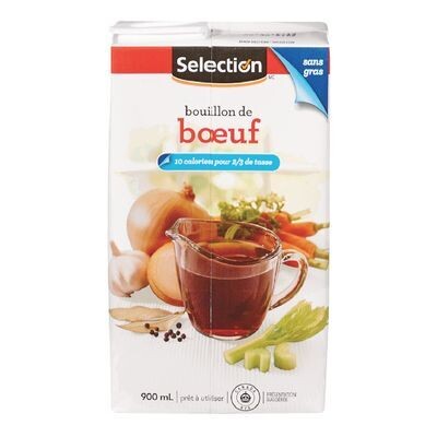 SELECTION Bouillon de boeuf sans gras prêt à utiliser 900 mL