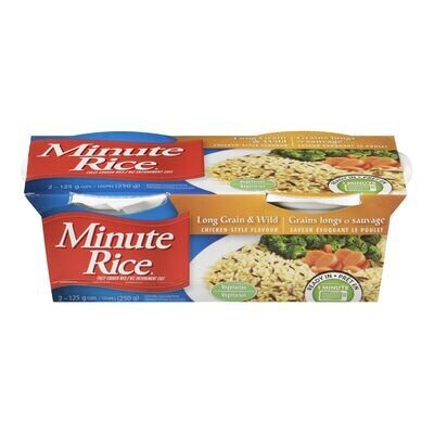 MINUTE RICE Riz à grains longs et sauvages à saveur évoquant le poulet prêt à servir 2x125 g