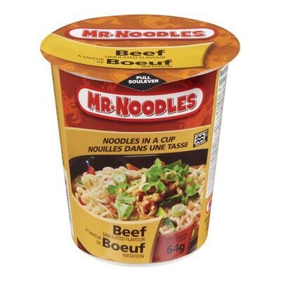 MR. NOODLES Tasse de nouilles instantanées à saveur de bœuf 64 g