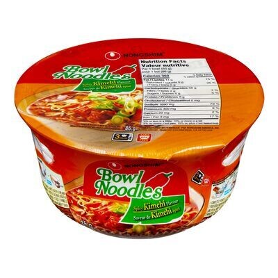 NONGSHIM Soupe de nouilles instantanées à saveur de kimchi épicé, Bowl Noodle Soup 86 g